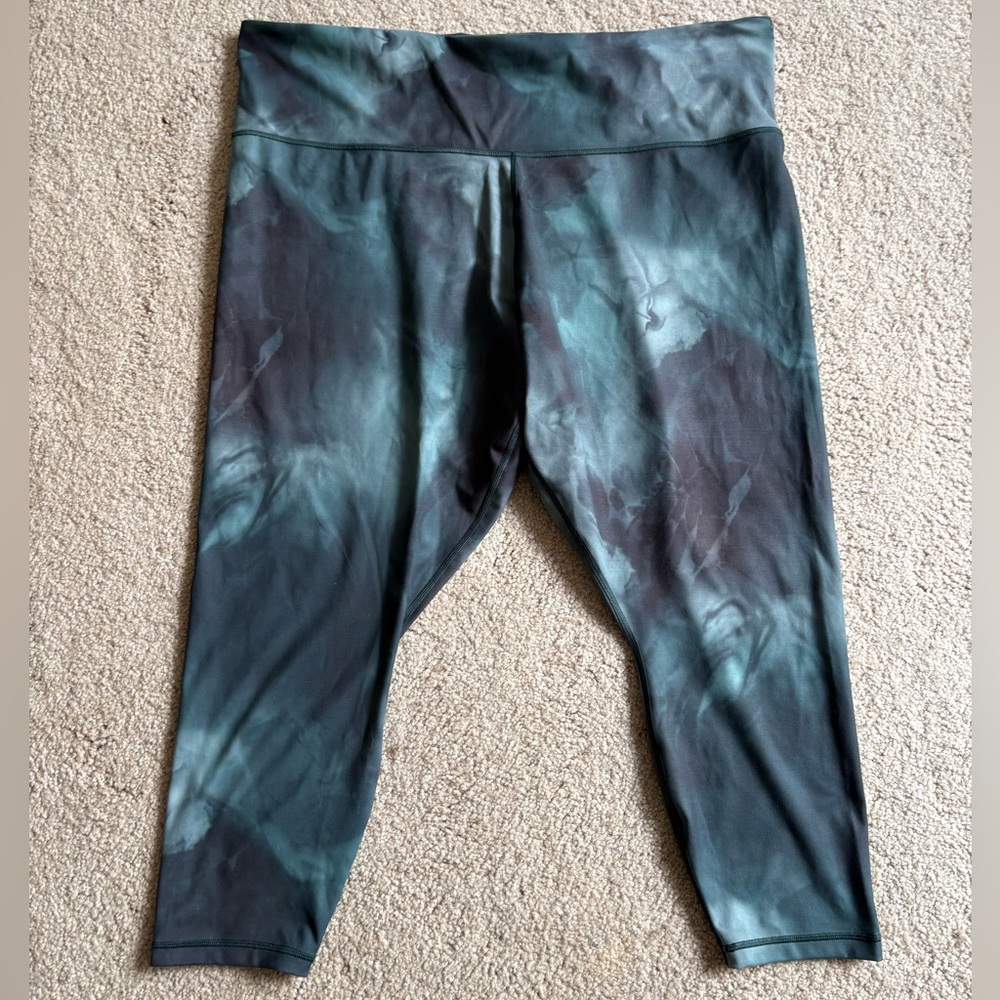 Athleta Teal Black Marbled Leggings